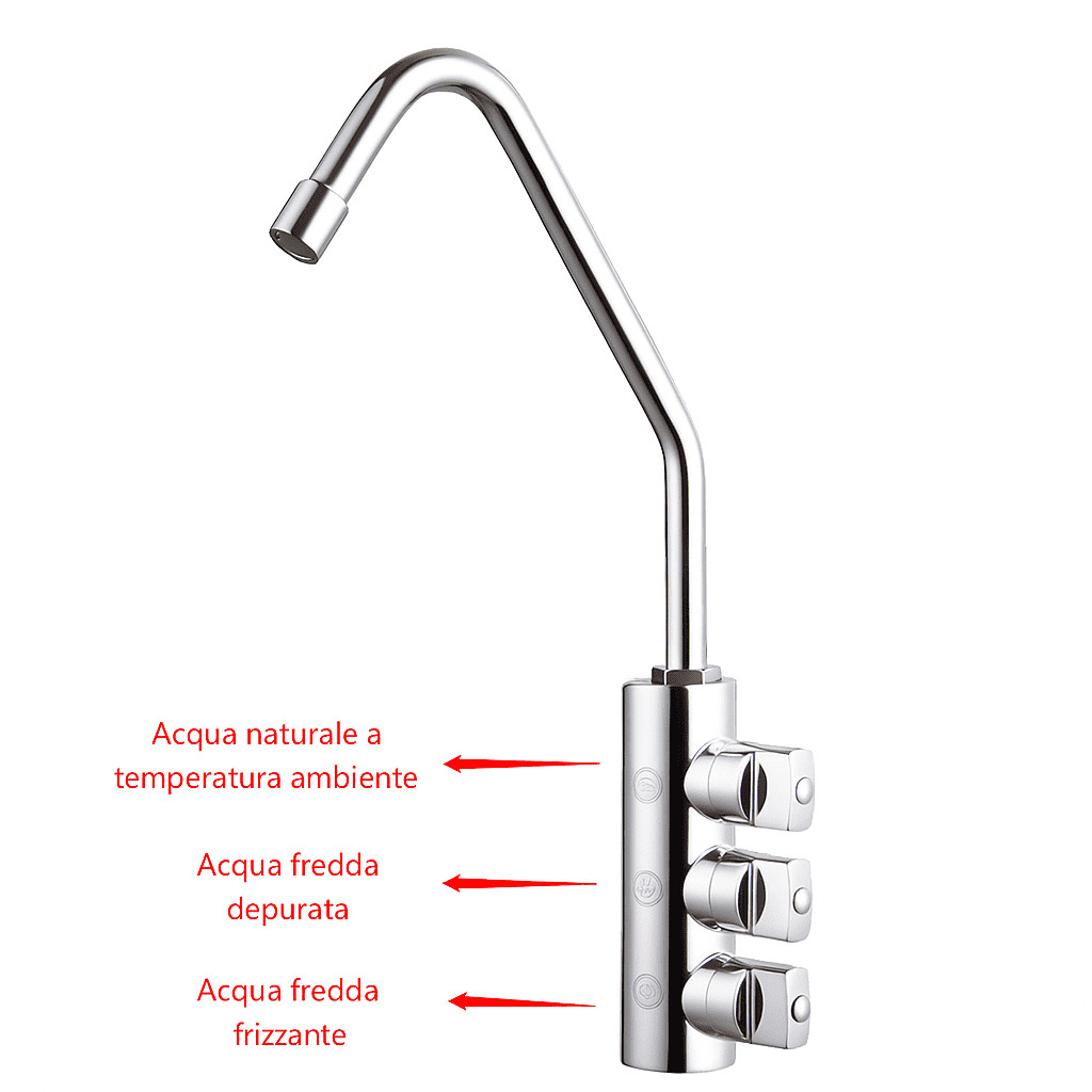Rubinetto 3 vie noleggio depuratore acqua compreso nel kit - acqua fredda e frizzante (1)
